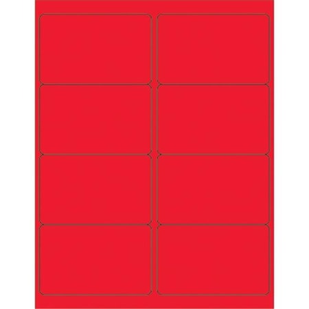 Box Partners LL179RD 4 x 2.5 in. Fluorescent Red Rectangle Laser Labels - Pack of 800 LL179RD